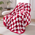 Lightweight Warm Checkered Knit Throw Blanket, Ultra Soft Cozy Fluffy Checkerboard Blankets, Lightweight Fuzzy Plush Throw for Couch a... - Luxury Knitted Decorative Throw Blanket with Fringes - Default Title