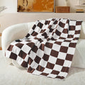 Reversible Sherpa Checkered Throw Blanket, Super Soft and Warm Fluffy Fleece Blanket for Couch, Sofa, Bed, Cute Plaid Pattern, Coffee, ... - Lightweight Plush Warm Blanket for All Seasons - Default Title