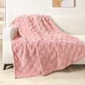 Reversible Sherpa Fleece Throw Blanket for Couch, Super Soft Warm Lightweight Checkered Pattern Blanket for All Seasons, Pink, 50"x60" - Luxury Knitted Decorative Throw Blanket with Fringes - Default Title