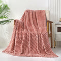 Decorative Knitted Large Soft Fleece Throw Blanket, 50"x70" Stylish Jacquard Throw Blanket for Couch, Cozy, Warm, Lightweight Dusty Pink... - Super Soft Reversible Sherpa Flannel Blanket - Default Title