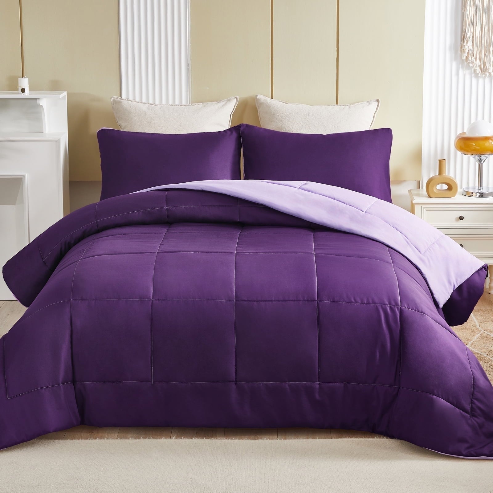 Heavyweight Warmth Lightweight Reversible 3-Piece Comforter Set All Seasons, Down Alternative Comforter with 2 Pillow Shams, Queen Size,... - Luxurious Quilted Duvet Cover Set - Default Title