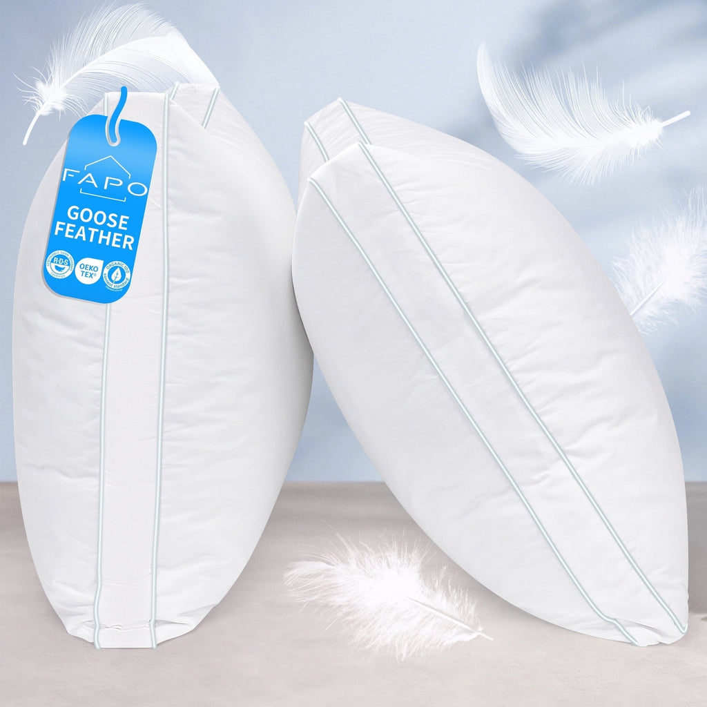 Hotel Collection Goose Feather Down Pillows, Gusseted Bed Pillows Queen Size Set of 2, Luxury Hotel Collection Fluffy Pillows 100% Cot... - Orthopedic Shredded Foam Bed Pillow Set - Default Title