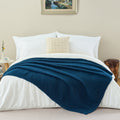 Super Soft Flannel Soft Knitted Throw Blanket 50" x 60" Navy Blue, Boho Chevron Farmhouse Throw for Bed Couch - Cozy Fleece Throw Blanket for Couch & Bed - Default Title
