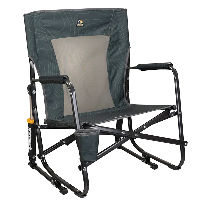 Heavy-Duty Freestyle FirePit Rocker - Choice 737 - Patented Spring-Action Rocking Chair for Camping - Hunter Topo