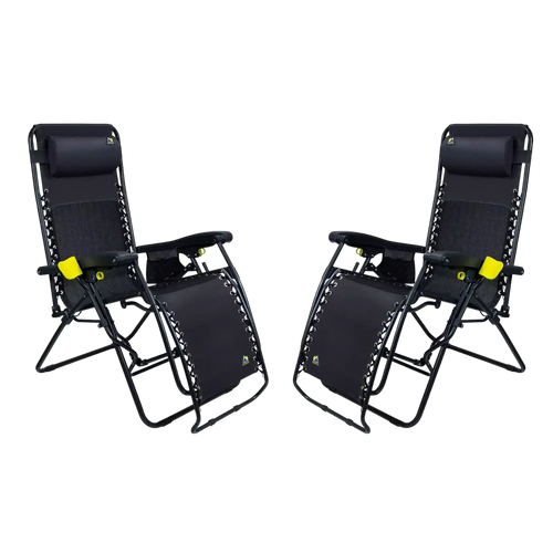 Backpack Travel Freeform Zero Gravity Lounger Bundle - Choice 507 - Rust-Resistant Aluminum Sand-Friendly Lounge Chair - Black
