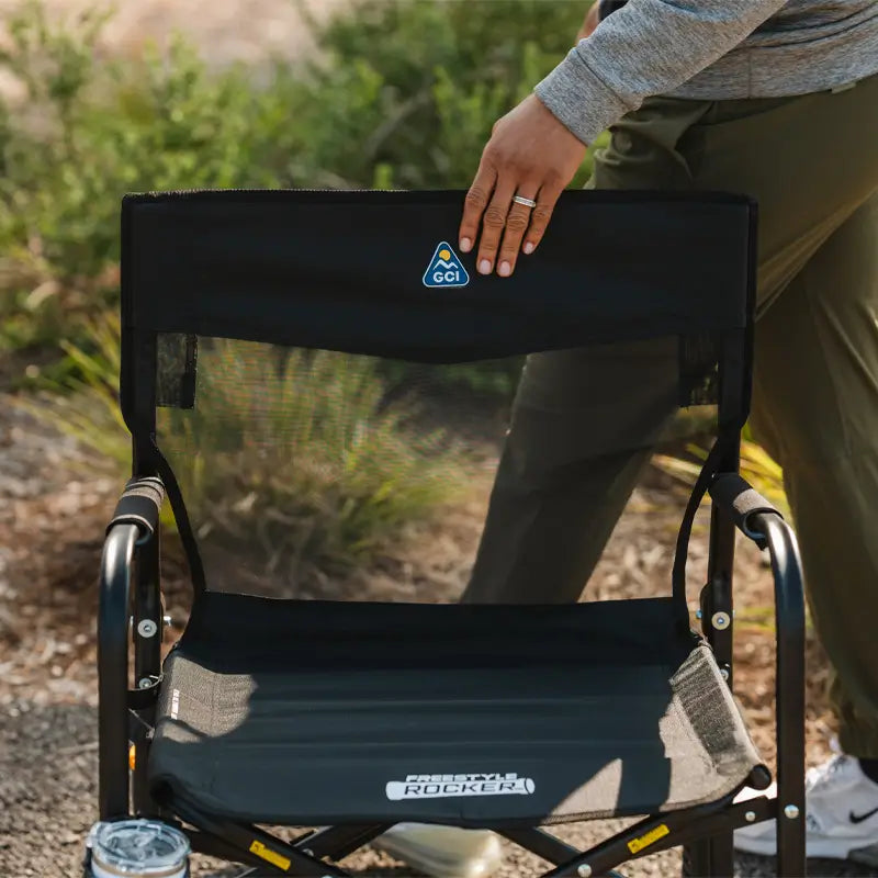 Premium All-Weather Freestyle Rocker Elite - Choice 460 - Heavy-Duty Kickback Rocker with Beverage Holder Detail