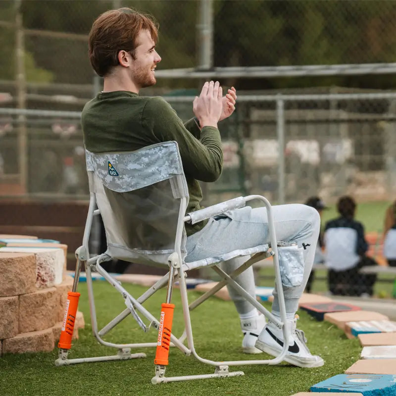 Premium All-Weather Freestyle Rocker Elite - Choice 460 - Heavy-Duty Kickback Rocker with Beverage Holder Detail