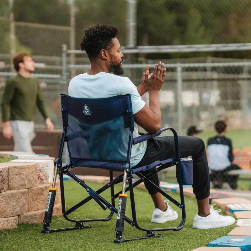Premium All-Weather Freestyle Rocker Elite - Choice 460 - Heavy-Duty Kickback Rocker with Beverage Holder Detail
