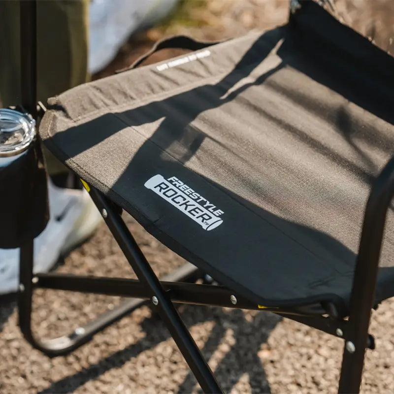 Premium All-Weather Freestyle Rocker Elite - Choice 460 - Heavy-Duty Kickback Rocker with Beverage Holder Detail