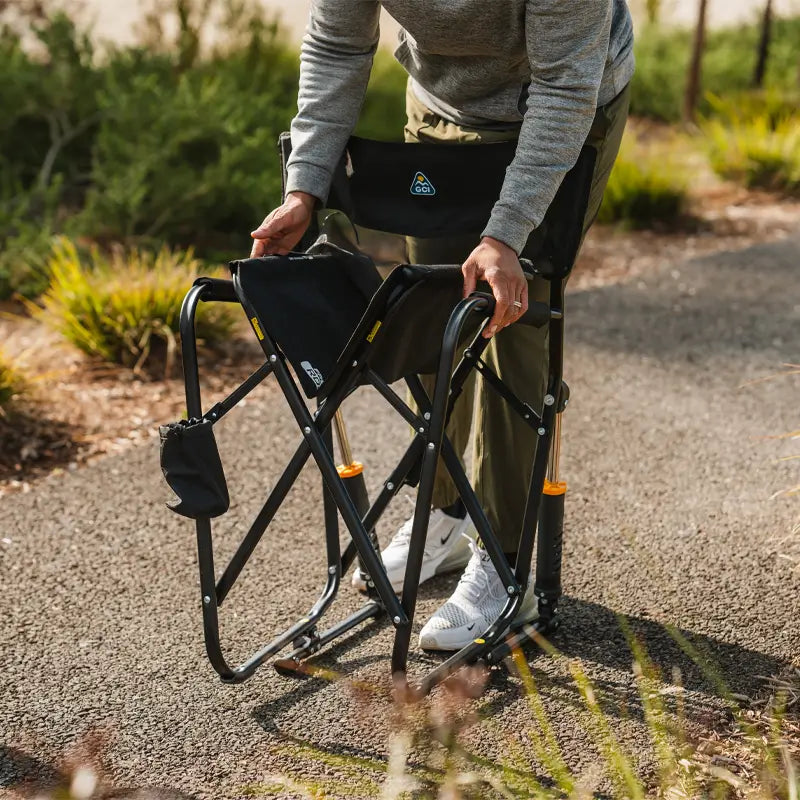 Premium All-Weather Freestyle Rocker Elite - Choice 460 - Heavy-Duty Kickback Rocker with Beverage Holder Detail