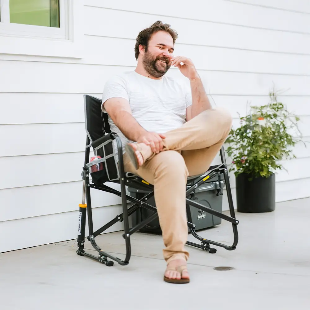 Patented Spring-Action Freestyle Rocker XL - Choice 552 - Heavy-Duty Kickback Rocker with Beverage Holder Detail