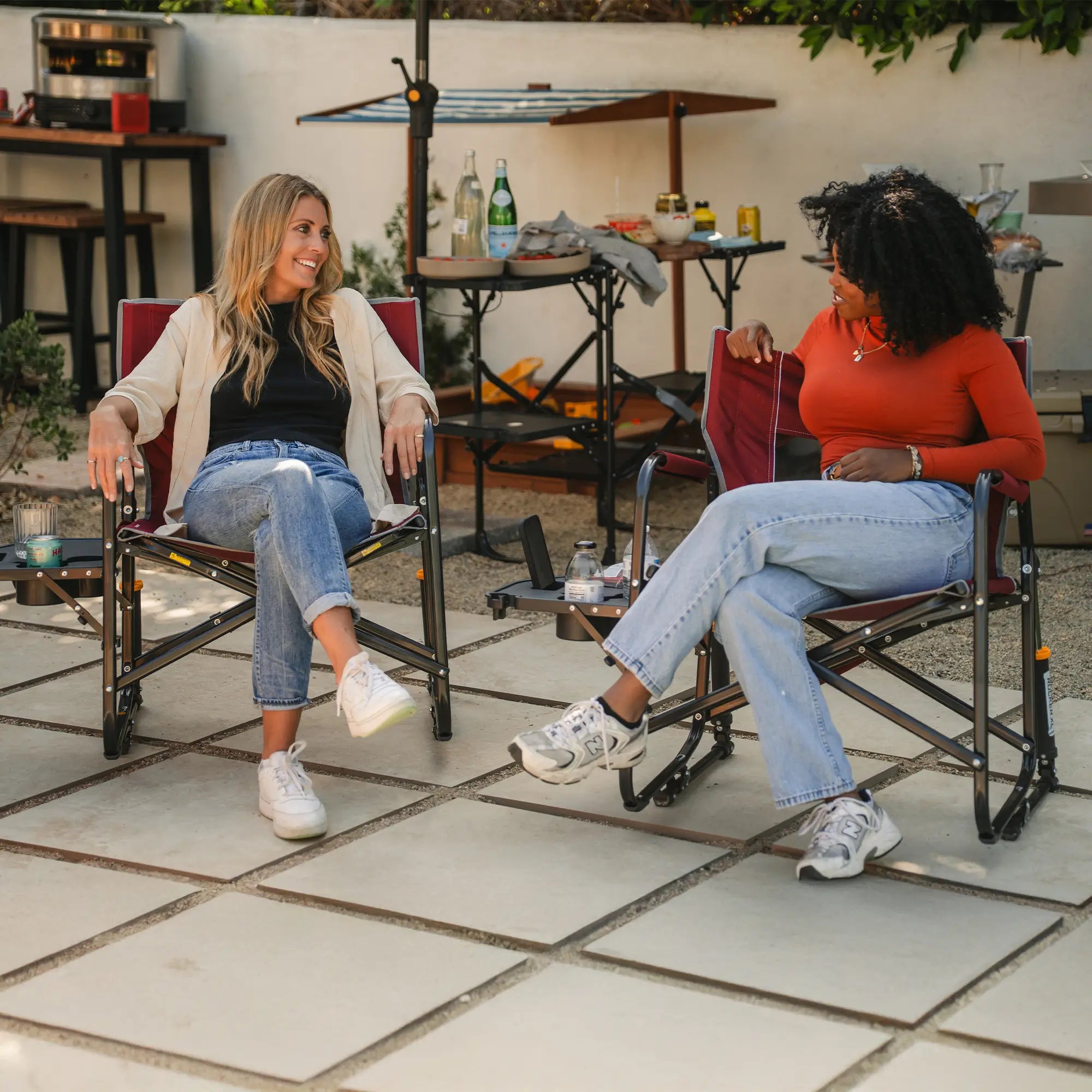 Premium All-Weather Freestyle Rocker XL with Side Table - Choice 836 - Patented Spring-Action Rocking Chair for Camping Detail