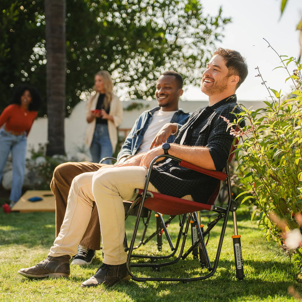 Premium All-Weather Freestyle Rocker XL with Side Table - Choice 836 - Patented Spring-Action Rocking Chair for Camping Detail