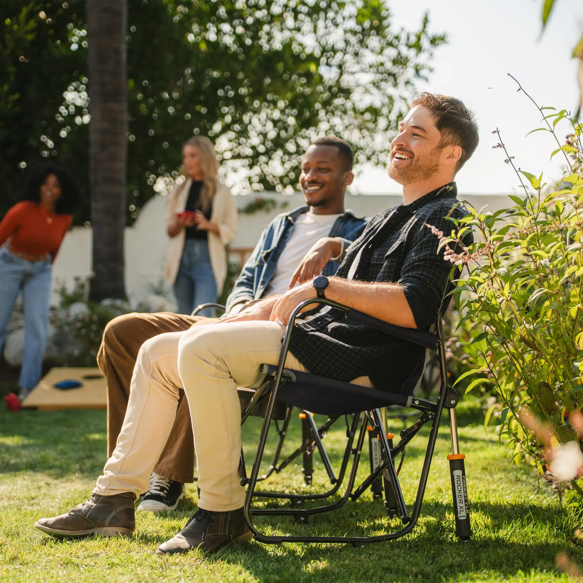 Premium All-Weather Freestyle Rocker XL with Side Table - Choice 836 - Patented Spring-Action Rocking Chair for Camping Detail