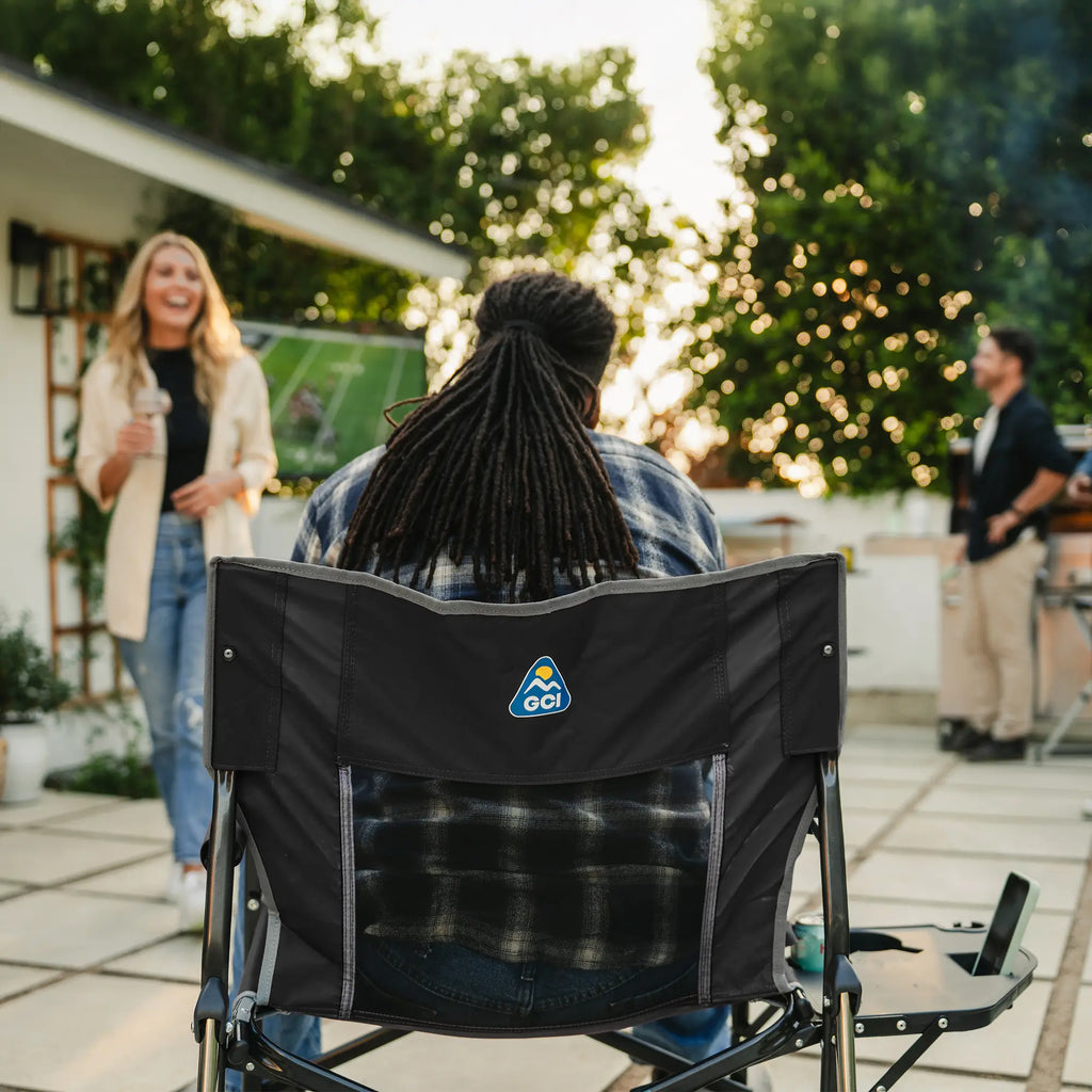 Premium All-Weather Freestyle Rocker XL with Side Table - Choice 836 - Patented Spring-Action Rocking Chair for Camping Detail