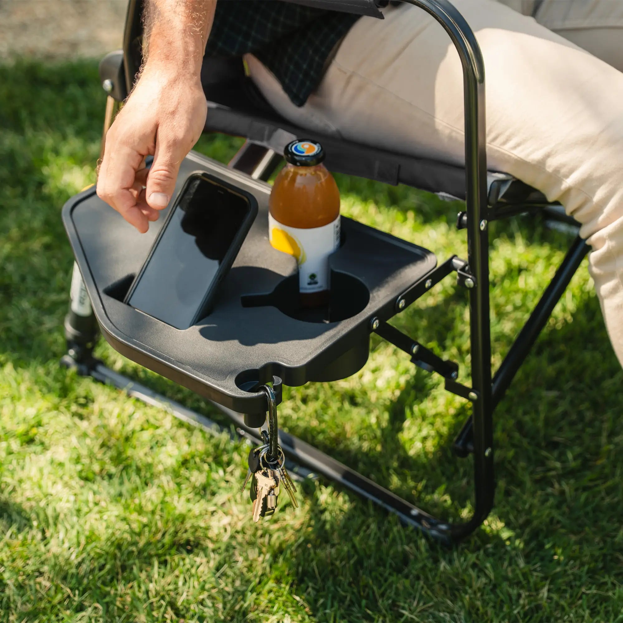 Premium All-Weather Freestyle Rocker XL with Side Table - Choice 836 - Patented Spring-Action Rocking Chair for Camping Detail