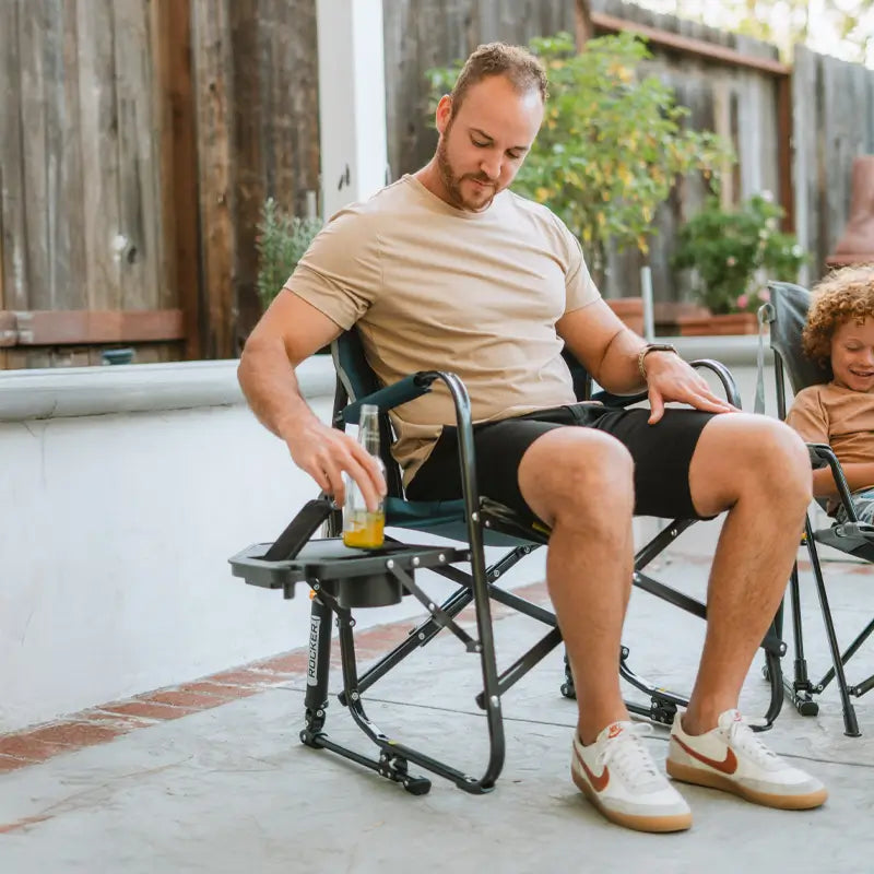 Smooth Motion Freestyle Rocker with Side Table - Choice 853 - Patented Spring-Action Rocking Chair for Camping Detail