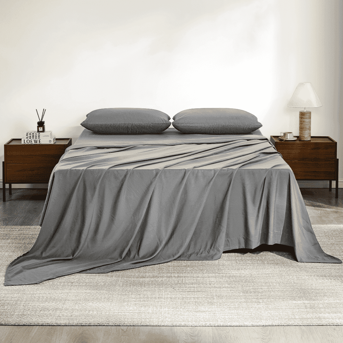 Wrinkle-Resistant Full Size Bed Sheets, 4 Piece Sheets 14” Deep Pocket Sheet & Pillowcase Sets Soft Microfiber Luxury Bedding Fitted Sh... - Breathable Egyptian Cotton Flat & Fitted Sheets - Default Title