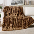 Super Soft Flannel Leopard Print Throw Blanket Soft Cozy Fluffy Plush Cheetah Print Blanket for Home Decor,50"x60",Brown - Luxury Knitted Decorative Throw Blanket with Fringes - Default Title