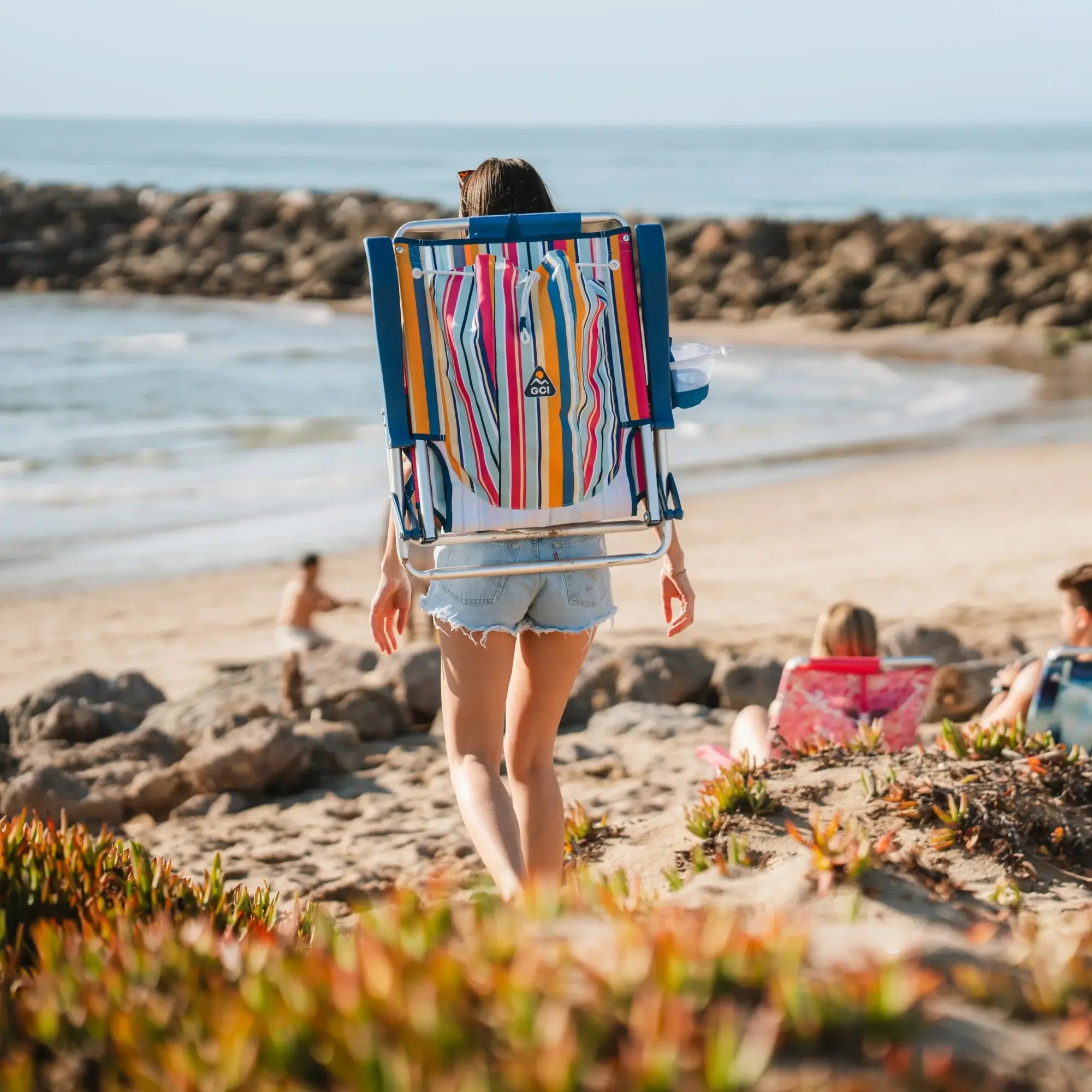 Reclining Beach Backpack Beach Chair - Choice 709 - Multi-Position Outdoor Beach Chair with Pillow Detail