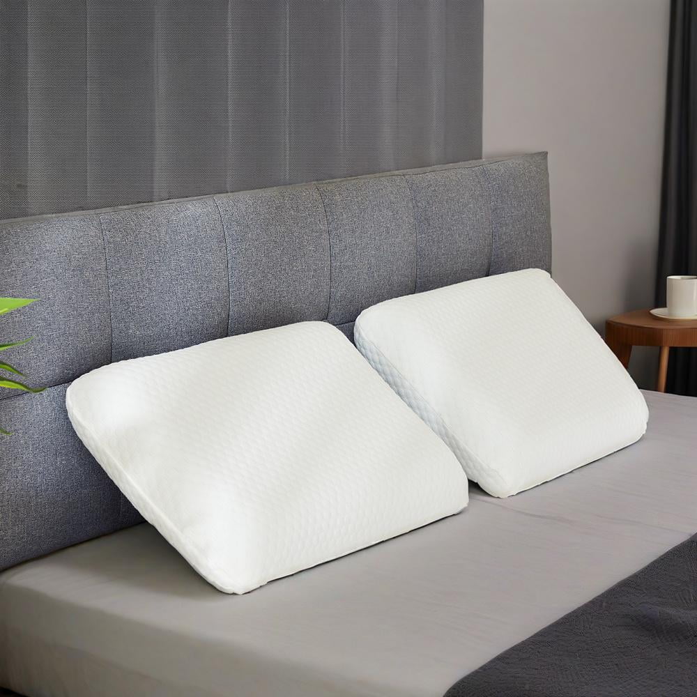 Hotel Collection Memory Foam Pillow for Sleeping, 24"D x 16"W x 4.7"H, Soft Supportive Hotel Pillow for Bed, Washable Cover, Set of 2 - Ergonomic Memory Foam Pillow for Neck Pain Support - Default Title