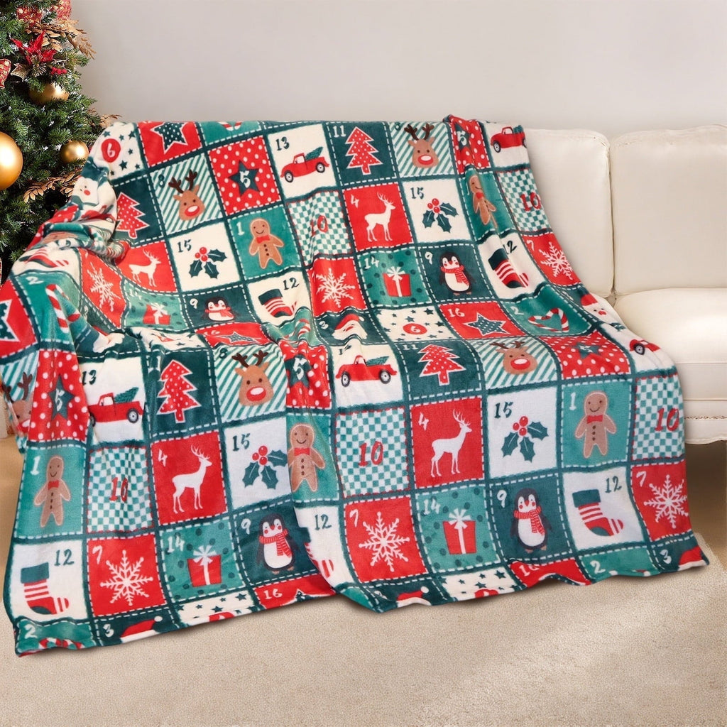Decorative Knitted Cozy Blanket Printed Blanket Throw Christmas Blanket - 300 GSM Fleece Blanket Throw Size Blanket for Home Decoration,... - Lightweight Plush Warm Blanket for All Seasons - Default Title