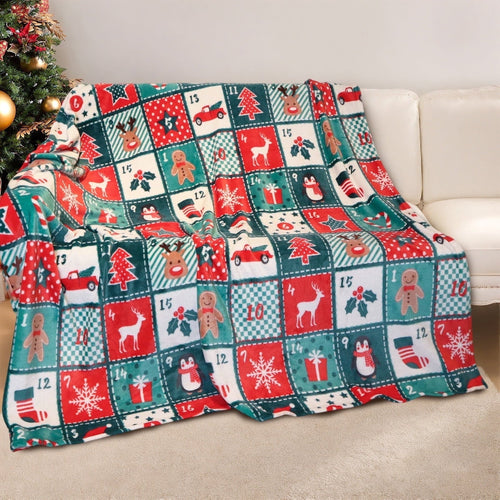 Decorative Knitted Cozy Blanket Printed Blanket Throw Christmas Blanket - 300 GSM Fleece Blanket Throw Size Blanket for Home Decoration,... - Lightweight Plush Warm Blanket for All Seasons - Default Title