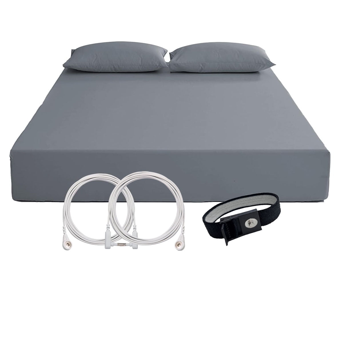 Ultra-Soft Grounding Fitted Sheet Kit Queen Size, Deep Pocket Fitted Sheet, Organic Cotton 7% Silver Fiber, Conductive Bed Cover... - Breathable Egyptian Cotton Flat & Fitted Sheets - Default Title