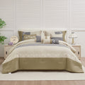 Heavyweight Warmth 7 Piece Embroidery Design Bed-in-a-Bag, Taupe Queen Size Ultra Soft Comforter Set for Adults - Luxurious Quilted Duvet Cover Set - Default Title