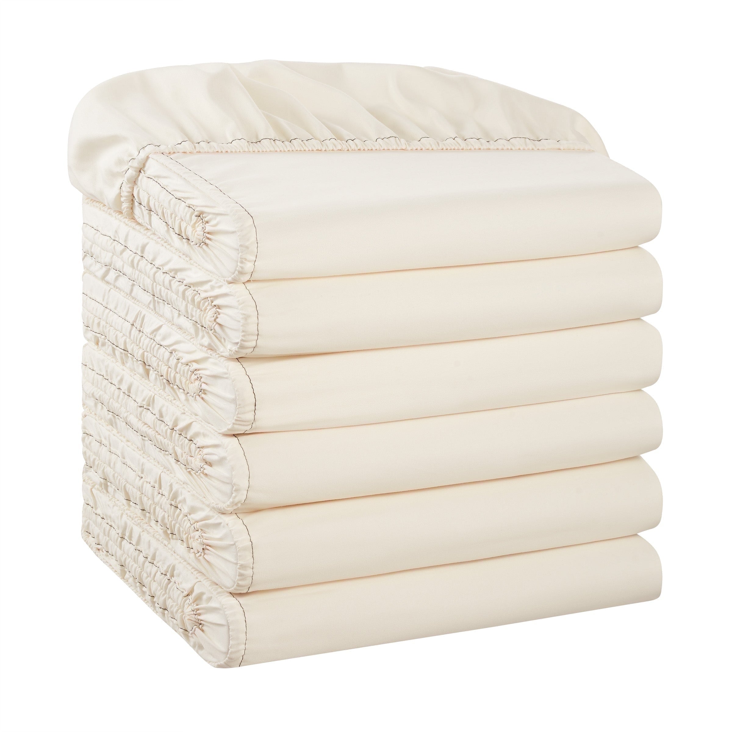 Premium Egyptian Cotton Brushed Microfiber Fitted Sheets - Bedding Essentials - Full - (6 Pack) Ivory - Cooling Hotel Quality Bedding Sheets and Pillowcases - Default Title
