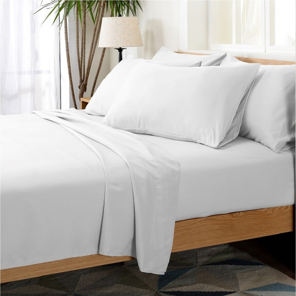Wrinkle-Resistant Hotel Collection Rayon derived - 6 Piece, Queen, White - Luxury Bed Sheet Set with Deep Pockets - Default Title