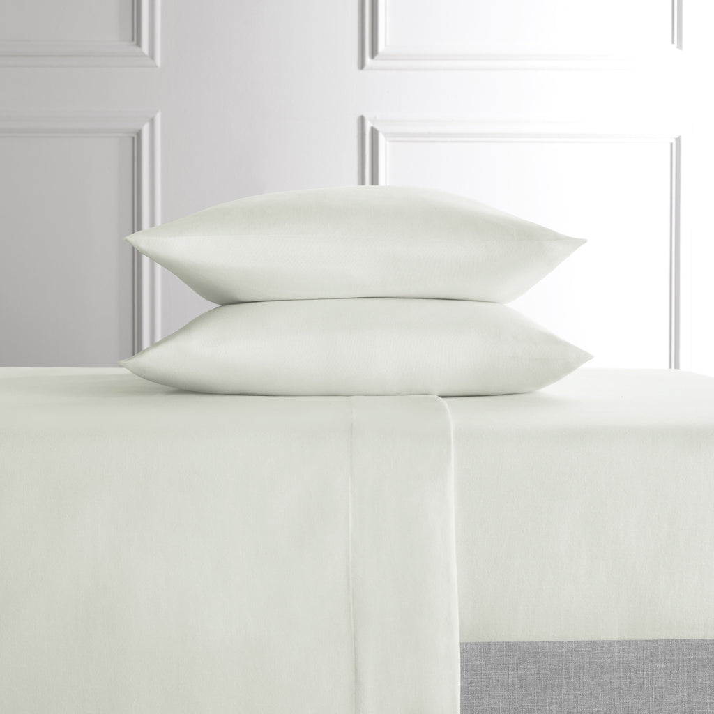 Ultra-Soft 4-Piece White Lyocell & Linen Blend Percale Bed Sheet Set, Queen - Breathable Egyptian Cotton Flat & Fitted Sheets - Default Title