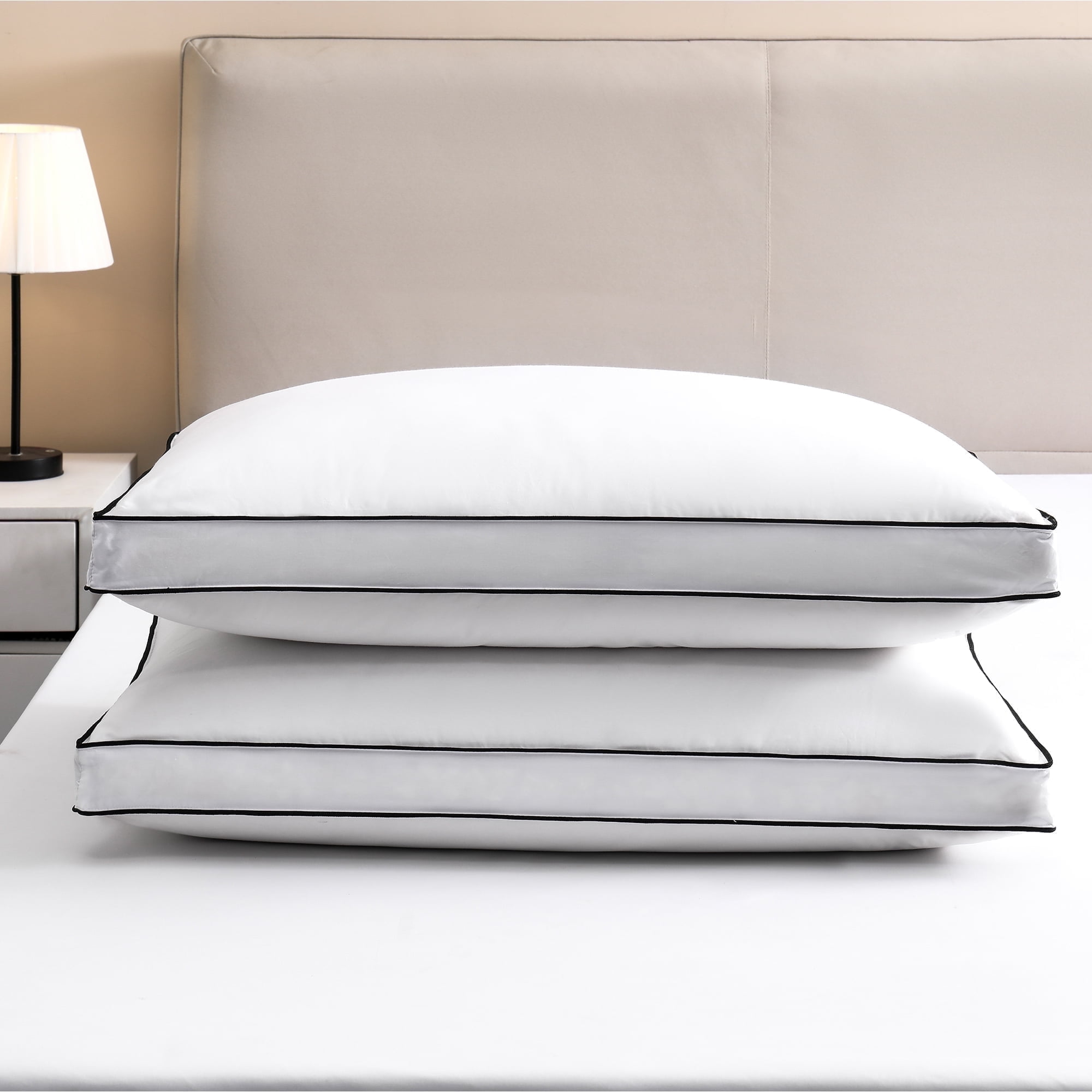 Hotel Collection Gusseted Feather Down Pillow Set of 2, Medium Firm Hotel Bed Pillows 2 Pack, Queen Size for Side Sleepers, 20 x 30 in - Orthopedic Shredded Foam Bed Pillow Set - Default Title
