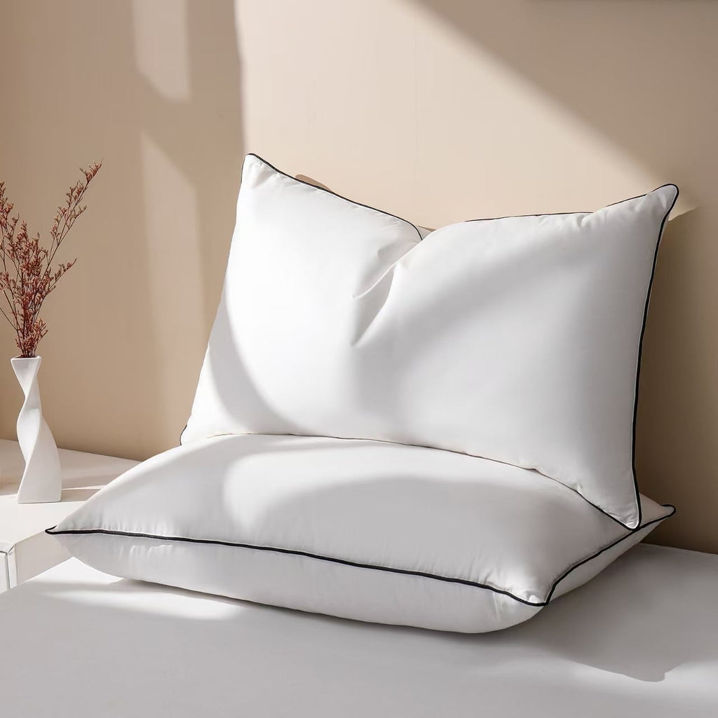 Ergonomic Memory Foam Feather Down Pillows Set of 2, Medium Firm Hotel Bed Pillow 2 Pack, Queen Size, 20 x 30 in. - Hotel Quality Plush Sleeping Pillows - Default Title