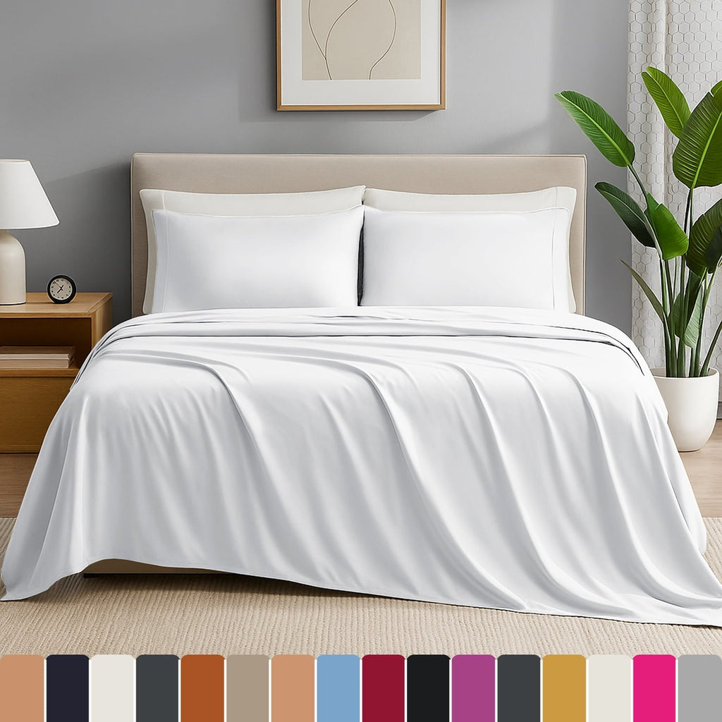Premium Egyptian Cotton IR 3 Piece 1800 Series Deep Pocket Soft Microfiber Solid Bed Sheet Set for Kids, White Twin Size - Premium Ultra-Soft Pillowcase Pair for Sleeping - Default Title
