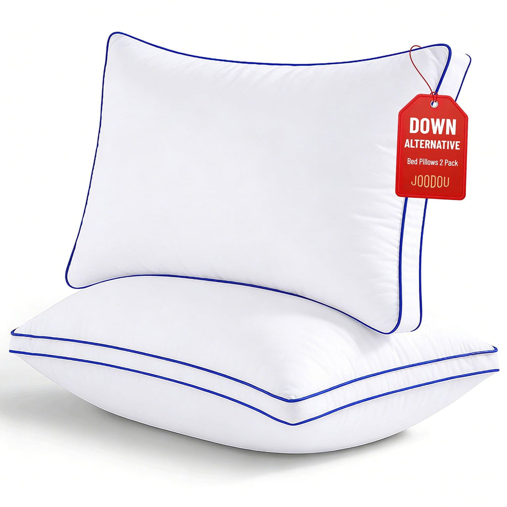 Ergonomic Memory Foam Pillows Queen Size Set of 2 Bed Pillows 2 Pack Down Alternative Hotel Pillows for Side Sleepers and Back Sleepers Gus... - Orthopedic Shredded Foam Bed Pillow Set - Default Title