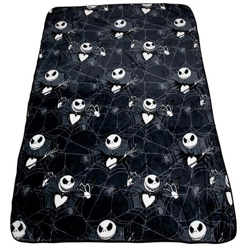 Reversible Sherpa Nightmare Before Christmas Jack Skellington 62x90 Plush Throw Blanket, 100% Polyester - Cozy Fleece Throw Blanket for Couch & Bed - Default Title