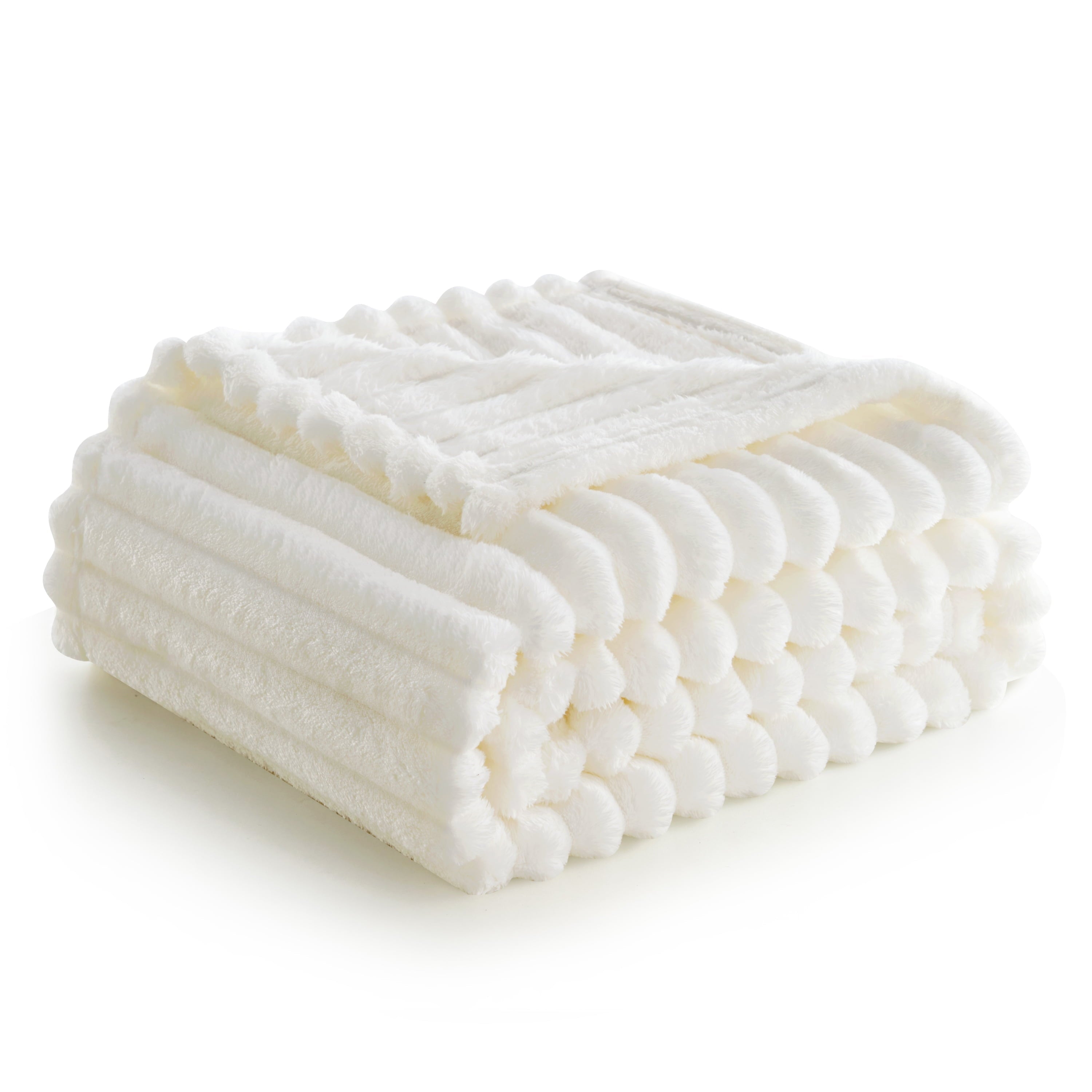 Reversible Sherpa Throw Blanket for Couch,Bed,Sofa,White Flannel Blanket,Soft Throw Blanket ,Gifts for Women Mom Girls,Throw Home Room ... - Luxury Knitted Decorative Throw Blanket with Fringes - Default Title