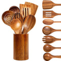 Non-Stick Safe Wooden Spoons for Cooking, 8 Pcs Natural Teak Wooden Utensils Set, Non-Stick & Heat Resistant Durable Wood ... - Premium Stainless Steel Cooking Utensil for Non-Stick Pots - Default Title