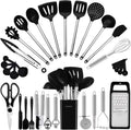 Ergonomic Cooking Kitchen Utensil Set-Silicone Cooking Utensils-33 Kitchen Gadgets & Spoons for Nonstick Cookware-Silicone and Stainles... - Ergonomic Kitchen Tongs and Cooking Spoon Utensil - Default Title