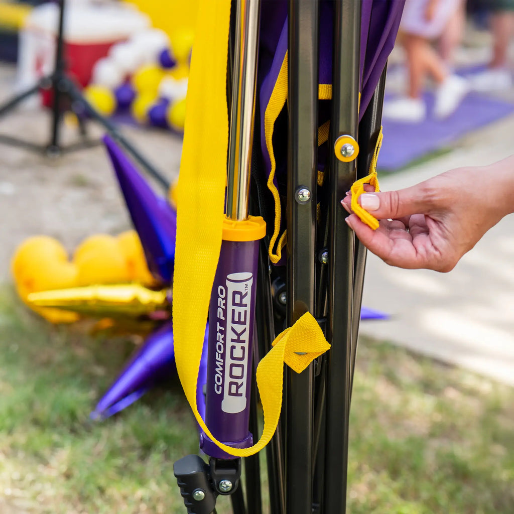 Smooth Motion College Comfort Pro Rocker - LSU Tigers - Choice 880 - RoadTrip Rocker Smooth Motion Camp Chair Detail