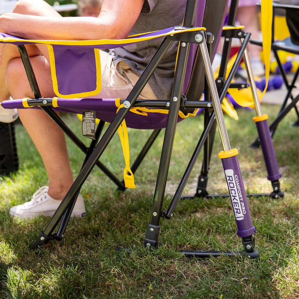 Smooth Motion College Comfort Pro Rocker - LSU Tigers - Choice 880 - RoadTrip Rocker Smooth Motion Camp Chair Detail