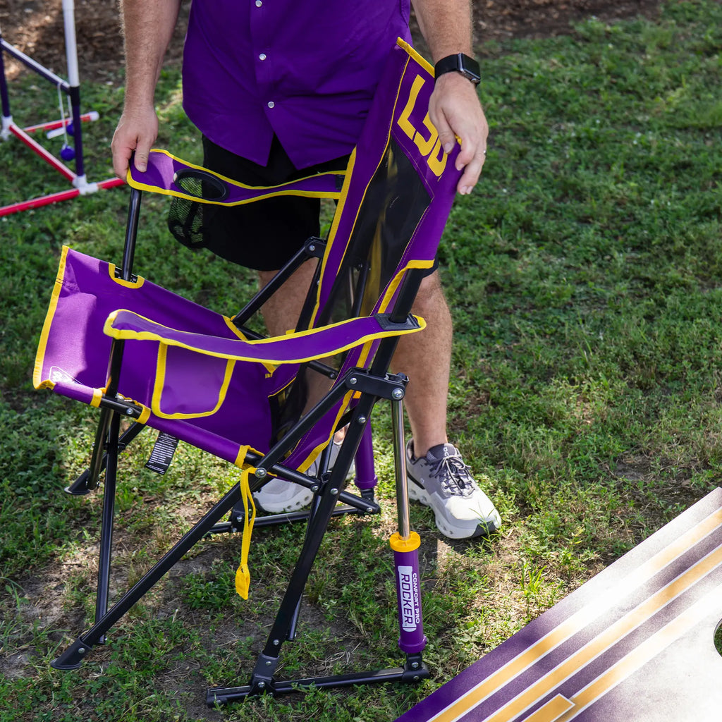 Smooth Motion College Comfort Pro Rocker - LSU Tigers - Choice 880 - RoadTrip Rocker Smooth Motion Camp Chair Detail