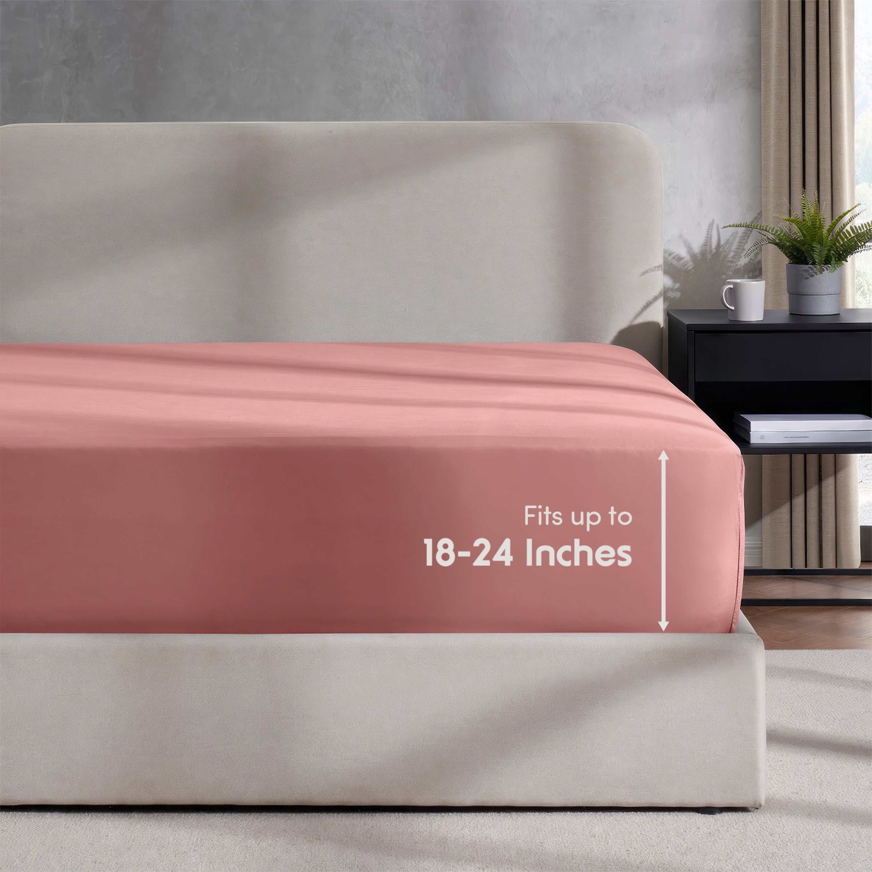Cooling Sateen Extra Deep Pocket Twin XL Fitted Sheet Only, Fits 18" to 24" Mattress, Soft Microfiber Fitted Bed Sheet, Pink Clay - Breathable Egyptian Cotton Flat & Fitted Sheets - Default Title
