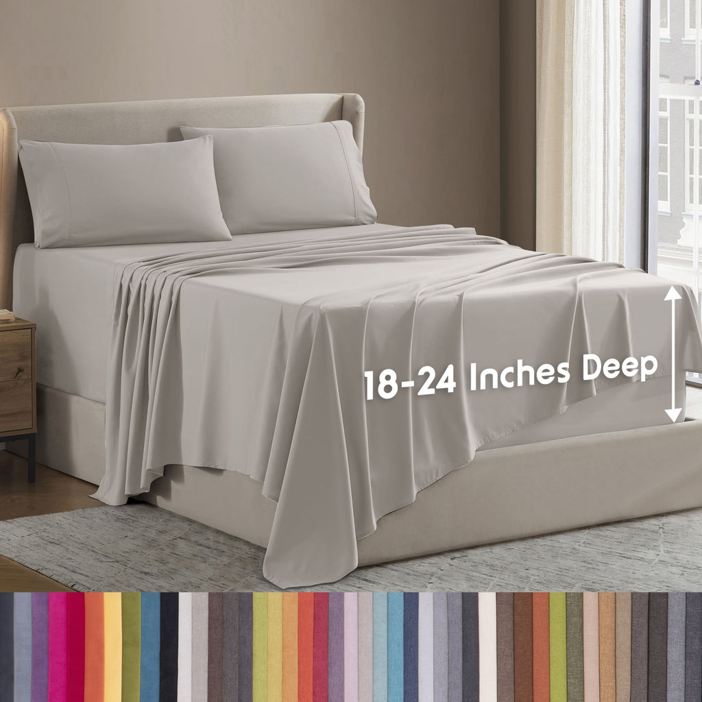 Premium Egyptian Cotton Extra Deep Pocket Full Sheets Set, 4 Piece, Fits 18"-24" Mattress, Breathable & Extra Soft Bed Sheets, Linen - Premium Ultra-Soft Pillowcase Pair for Sleeping - Default Title