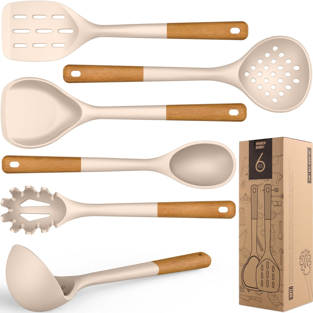 Heavy Duty Large Silicone Cooking Utensils - Heat Resistant Kitchen Utensil Set with Wooden Handles, Spatula,Turner, Slotted Spo... - Professional Kitchen Tool for Culinary Enthusiasts - Default Title