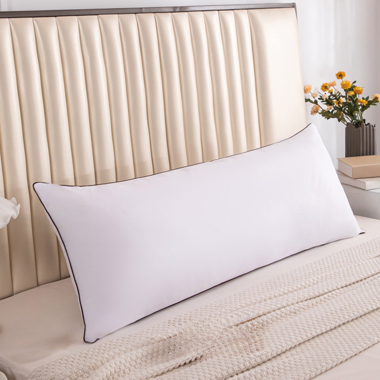 Orthopedic Support Long Pillows For Bed King Clearance! 100*48cm White Gentle Support Soybean Pillow, Comfortable Breathable Bed Pillows... - Decorative Throw Pillow Cushion for Sofa & Bed - Default Title