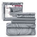 Wrinkle-Resistant 6-Piece Bed Sheet Set, Deep Pocket Queen Sheets Up to 16 Inch, 1 Flat Sheet , 1 Fitted Sheet & 4 Pillowcases (Queen, ... - Luxury Bed Sheet Set with Deep Pockets - Default Title