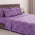Breathable Luxury Paisley Printed Queen Bed Sheets Set, Microfiber 6 Piece Bedding Set - Purple - Breathable Egyptian Cotton Flat & Fitted Sheets - Default Title