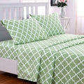 Premium Egyptian Cotton Quatrefoil Bed Sheet Set (King, Sage/White) 4 Piece Deep Pocket 1800 Series Microfiber Bed Sheet Set Contains 1 Fitte... - Luxury Bed Sheet Set with Deep Pockets - Default Title